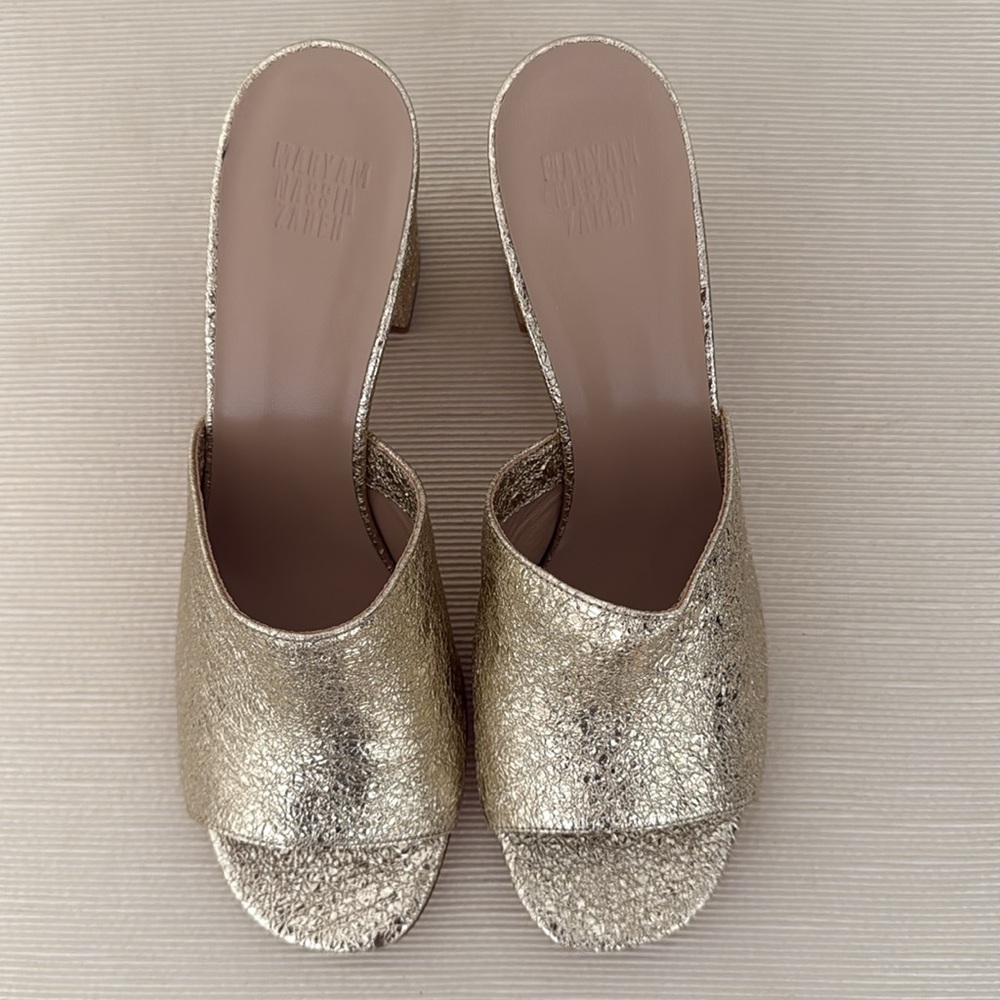 Maryam Nassir Zadeh Gold Metallic Mules - Size 39.5